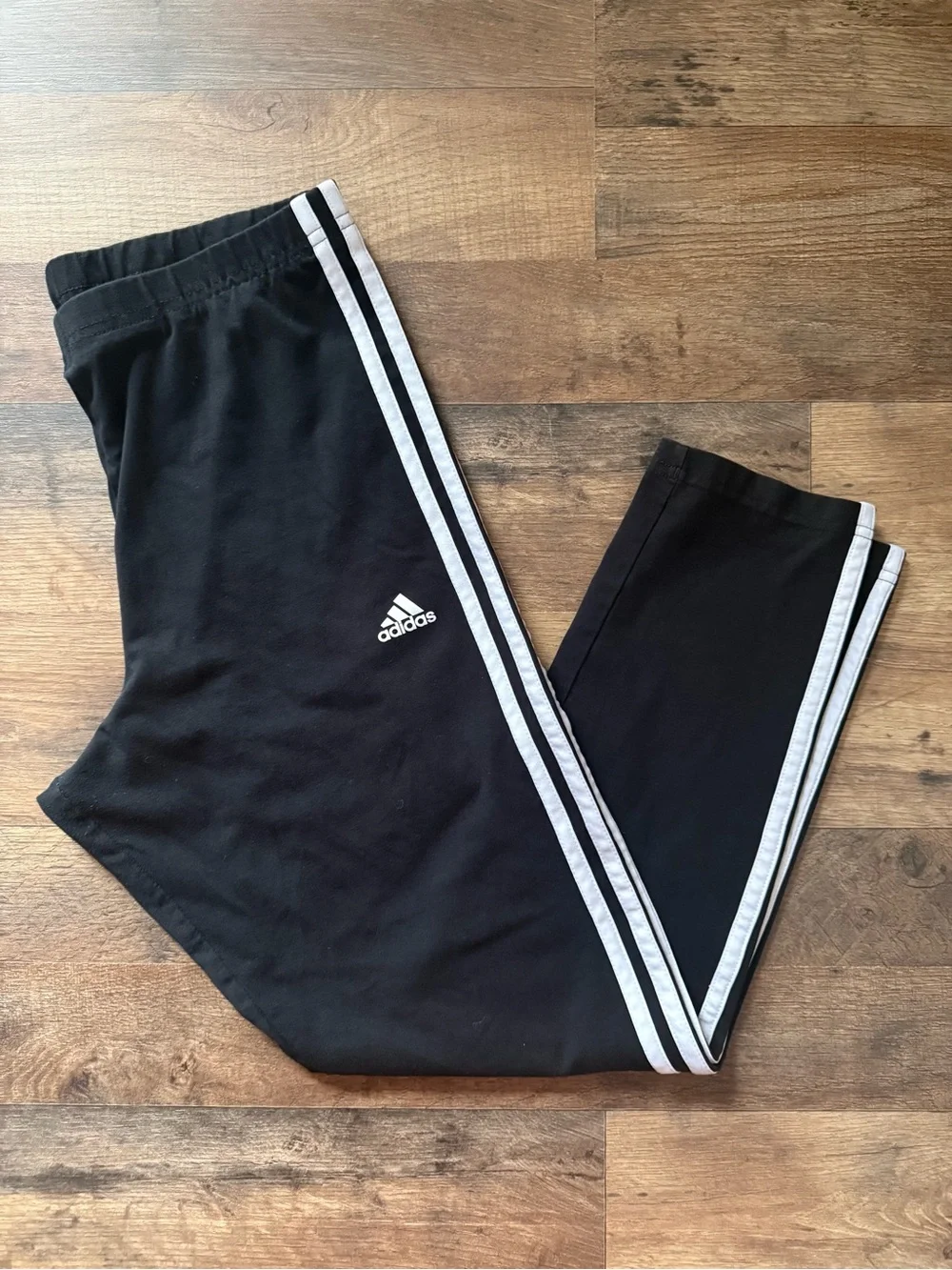 adidas Black Leggings with White Side Stripes